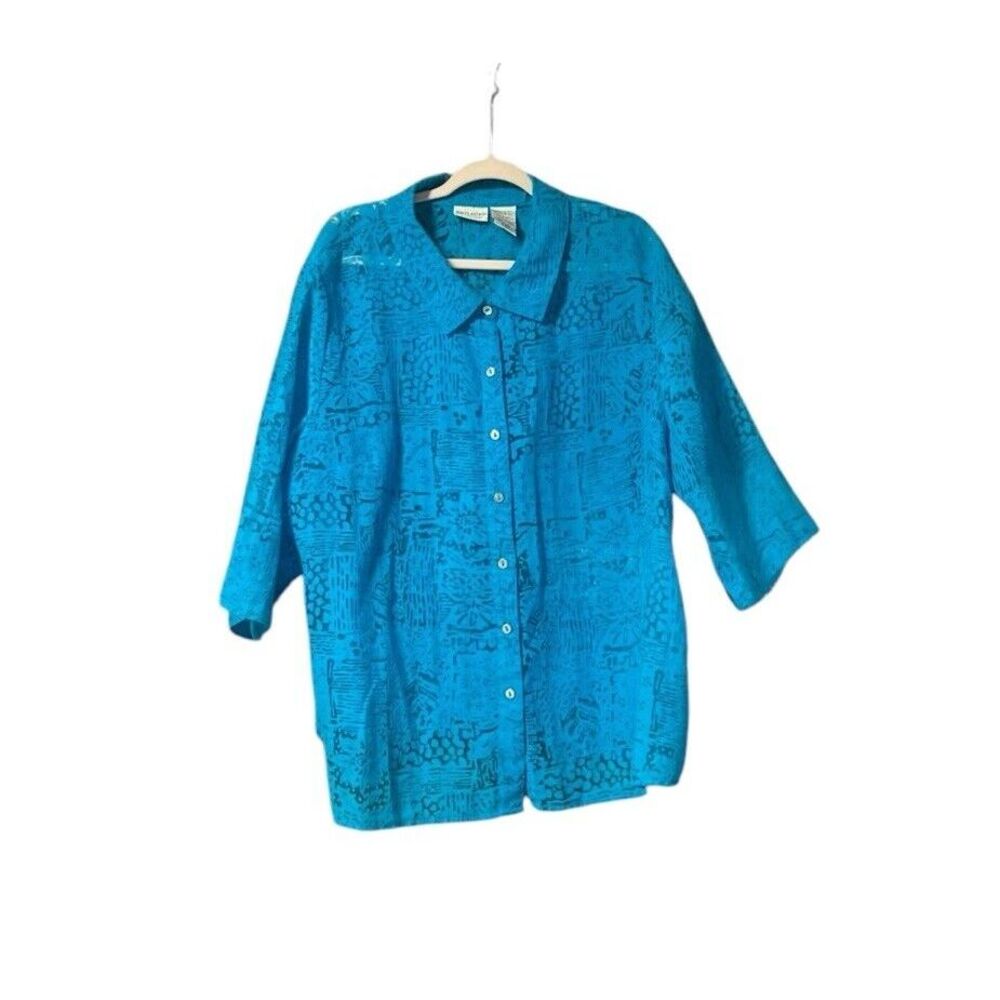 Women's White Stag Plus Laced Blouse Size 22W/24W Blue Classy